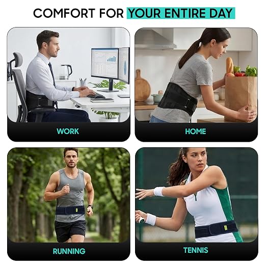 Lower Back Brace for Women and Men, Adjustable Back Brace with Back Support Belt and Back Support Brace, Slim Breathable Lumbar Support for Daily Stability, Back Braces L/XL(Waist:42''-52'')