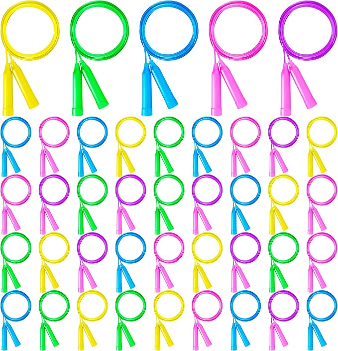 36 Pack Kids Jump Rope, 6.56FT Lightweight PVC Skipping Ropes for Kids | Tangle-Free Jump Rope, Flexible Plastic Rope, Colorful Jump Rope for Recess Games, Outdoor Play, Party Favor, Classroom Prize