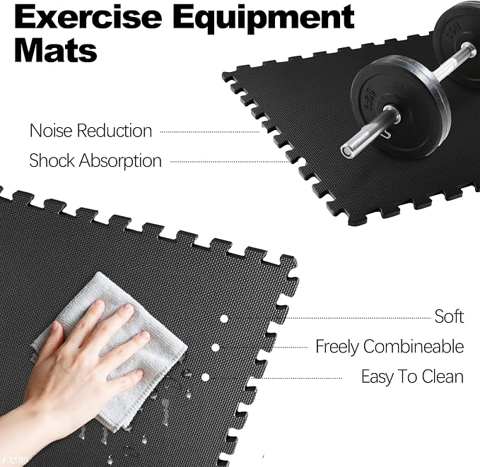 Elevon Puzzle Exercise Gym Flooring Mat, EVA Interlocking Foam Tiles Workout Mat for Home Gym, Fitness Equipment, MMA, Gymnastics, Shock-Absorbing Exercise Mat, Multi-Color