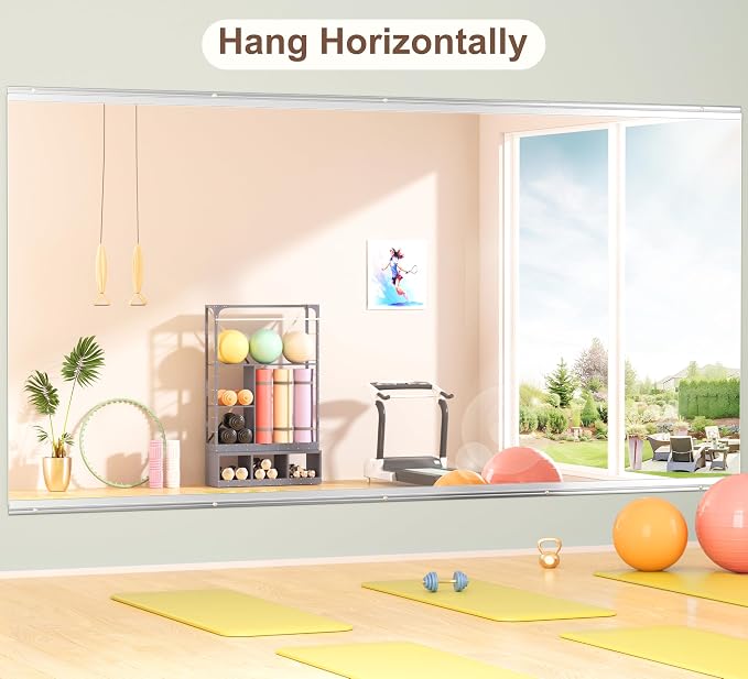 Hasipu Home Gym Mirror 83" L x 39" W - 1PC Large Full Body Mirror for Yoga, Fitness, Garage, Dance Studio, Wall-Mounted, 0.16in Tempered Glass Frameless