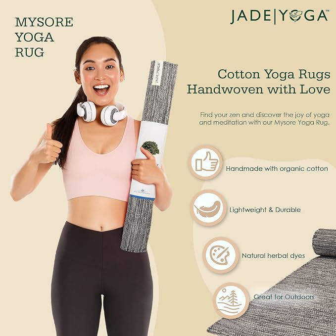 Jade Yoga Organic Cotton Hand Loomed Yoga Mat 72" Indigo