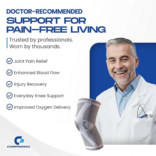 Compressa Knee Sleeve for Women & Men (3-Pack Regular) - Non-Slip Compression Support for Joint Pain, Muscle Recovery, Arthritis, and Injury Relief