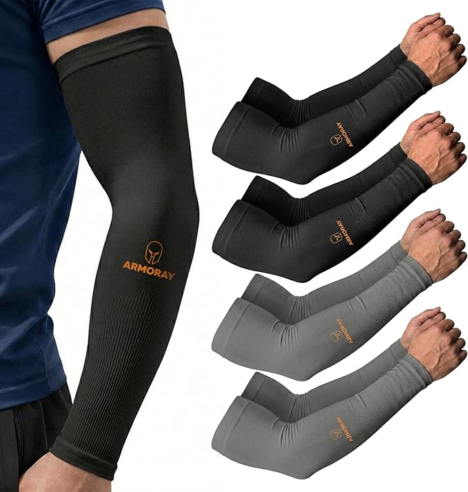 ARMORAY Arm Sleeves for Men and Women - UV Sun Protection Cooling Compression - Tattoo Cover Up Sleeve for Daily Wear & Work