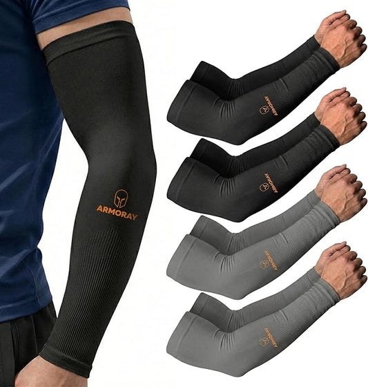 ARMORAY Arm Sleeves for Men and Women - UV Sun Protection Cooling Compression - Tattoo Cover Up Sleeve for Daily Wear & Work