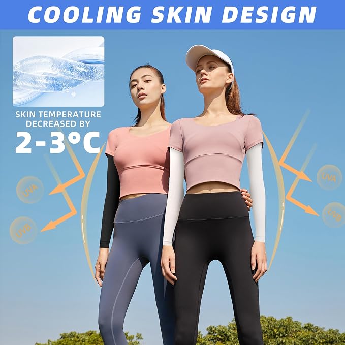 BHYTAKI UV Sun Protection Arm Sleeves, UPF 50 Sports Cooling Arm Compression Sleeves for Men Women Teenager