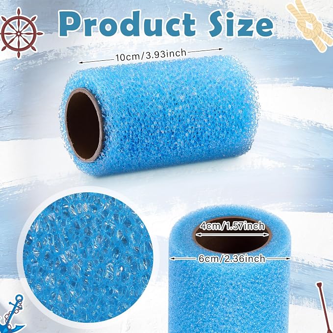 Nuanchu 3 Pcs 4" Blue Foam Textured Rollers Washable Small Textured Paint Roller Opened Celled Roller for Swimming Pool Boat Deck Cabin Floor Ceiling Drywall Bed Liner Other Small Area, Without Handle