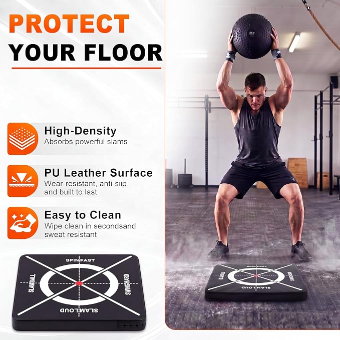 Nuanchu Slam Ball Target Training Pad, Medicine Ball Slam Mat for Home Gym, Heavy Duty High Density Foam Impact Pad for Balls Throwing Workouts, Noise Reducing Floor Protection Mat, 19.7 Inch