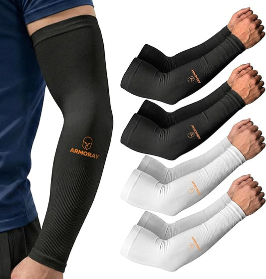ARMORAY Arm Sleeves for Men and Women - UV Sun Protection Cooling Compression - Tattoo Cover Up Sleeve for Daily Wear & Work