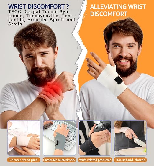 Ultra-Thin Elastic Wrist Brace Wrist Wraps, Compression Wrist Straps Support for Carpal Tunnel Arthritis Tendonitis Sprains Pain Relief Workout, Soft & Comfortable (Beige (Pack of 1))