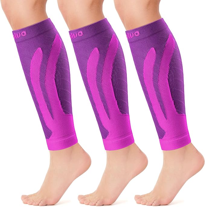 CAMBIVO Calf Compression Sleeve for Shin Splints & Running Support-3 Pairs | Leg sleeves for men & women, 15-20mmHg footless compression socks for gym & recovery, varicose veins