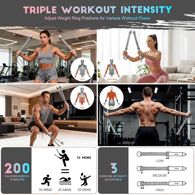 Adjustable Weights Cordless Battle Ropes,Portable Ropeless Battle Ropes for Home Gym with Storage Bag, Weighted Exercise Equipment for Low-Impact Workout, Strength & HIIT, for Men & Women