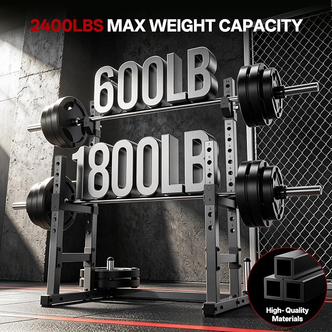 PASYOU Adjustable Squat Power Rack for Home Gym | Adjustable Free Weight Racks, Dual Steel Frame, Push-up Handles, with Dumbbell Storage, Heavy Strength Training for Home Gym