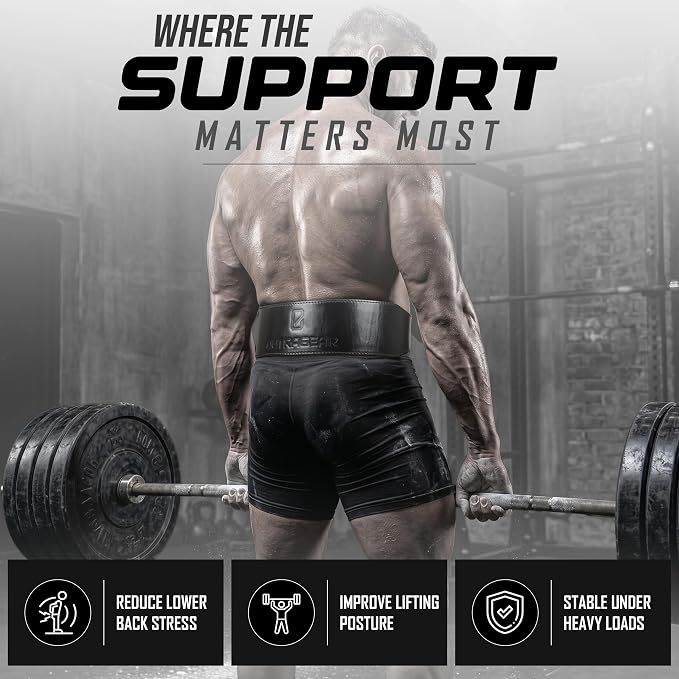 Real Leather Weight Lifting Belt - 7mm Gym Belt for Strength Training - Adjustable Buckle Weight Lifting Belts for Men & Women with Core Back Support