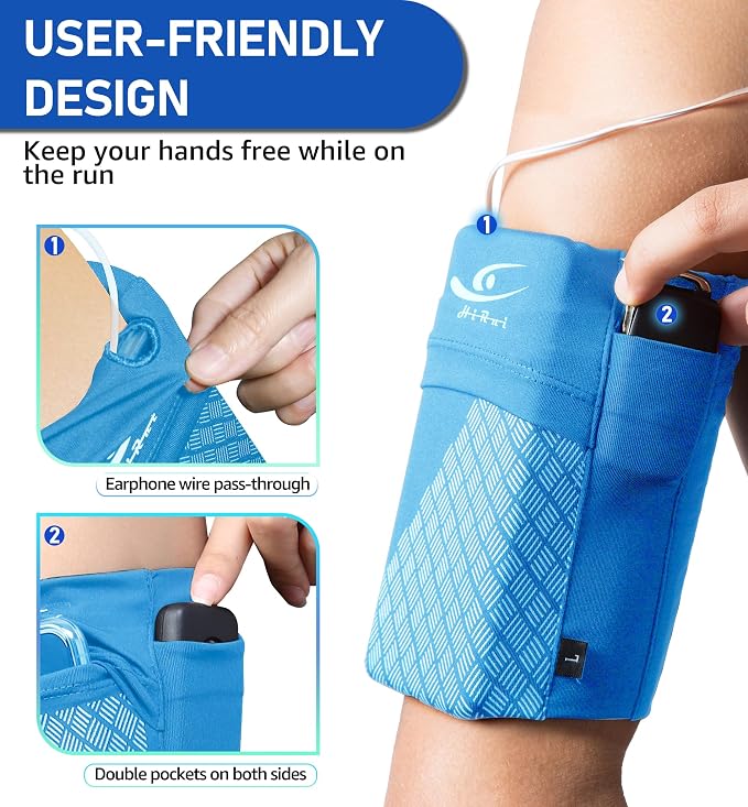 Universal Sports Armband Cell Phone Armband Sleeves Running Armband for Exercise Workout, Compatible with iPhone 17/17Plus/Pro/16/15/15Plus/14 Samsung Galaxy All Phones (Small, Blue)