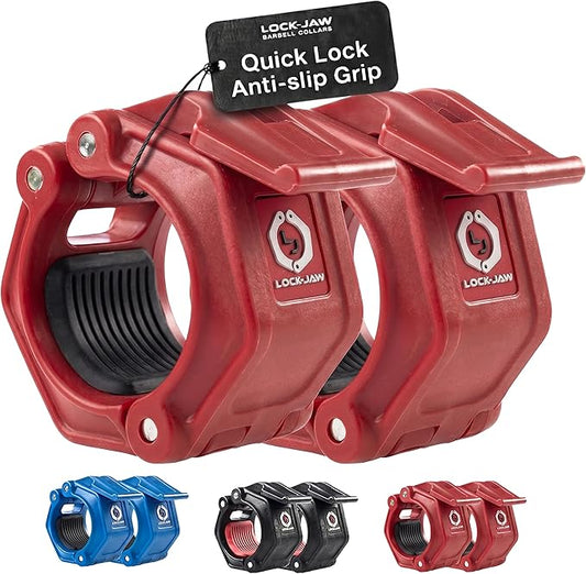 Lock-Jaw OLY 2 Barbell Collars Olympic Barbell Clamps 2 Pcs – Heavy Duty Bar Clamps for 2” & 50mm Olympic Bars – Secure Weight Bar Clamps for Strength Training & Home Gym Accessories – Quick Release