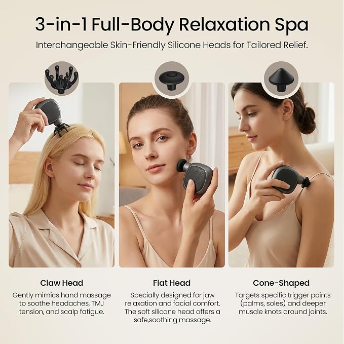 Mini Massage Gun, Small Handheld Muscle Massager for Face Neck Scalp | Palm-Sized Deep Tissue Travel Massage Gun, Pocket Massage Gun Portable, Lightweight, Quiet, USB-C, Gift for Women & Men