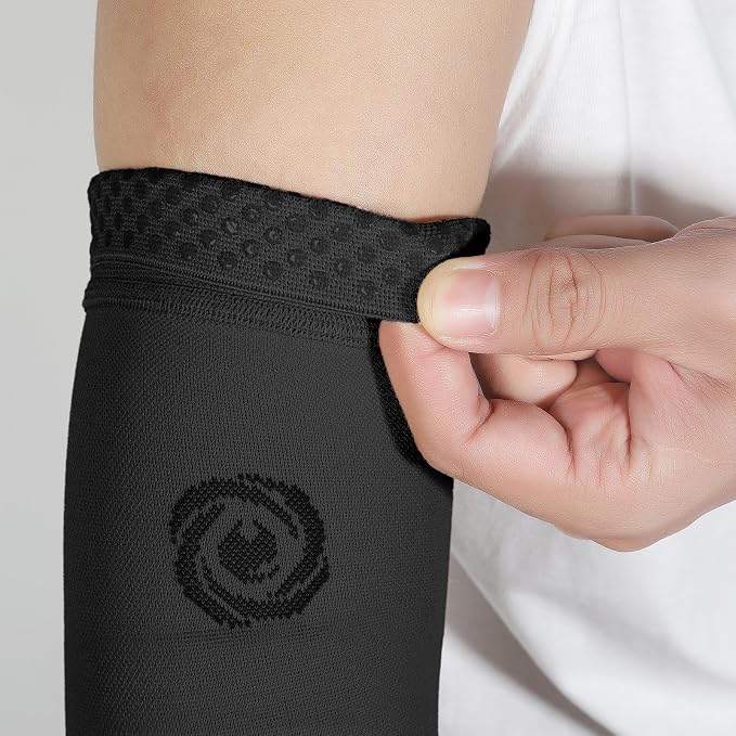 NURCOM Compression Arm Sleeve, 20-30 mmHg, No Silicone, Black M | For Lymphedema, Lipedema, Pain Relief, Edema, Swelling, Post Surgery Recovery, 2 Pack