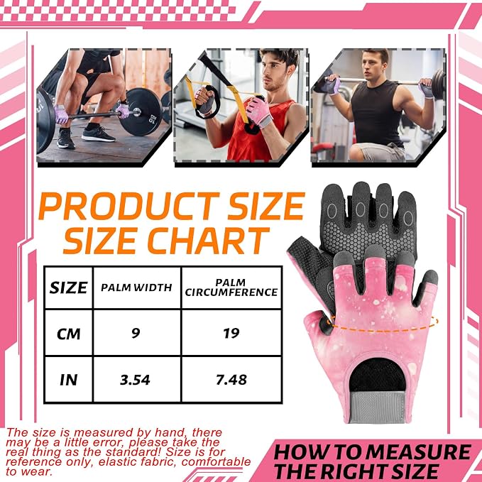 Fourluoo 3 Pairs Weight Lifting Gloves for Men Women, Gym Workout Gloves with Full Palm Protection, Breathable Anti-Slip Fitness Glove for Training, Cycling, Pull-ups, Medium