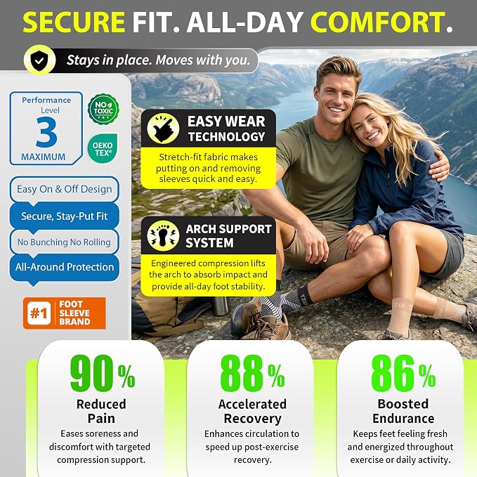 BLITZU Foot Compression Sleeve Plantar Fasciitis Relief Socks Women Ankle Sleeve Support Foot Support for Pain Compression Socks Black XXL