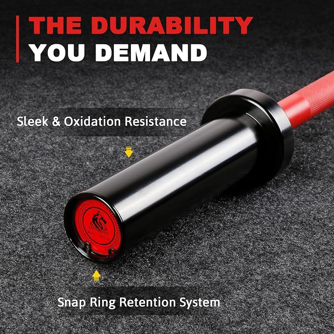 LIONSCOOL 4ft/4.9ft/6ft 2-Inch Olympic Barbell for Strength Training | Weightlifting, Squat, Curl, Deadlift, Press, Hip Thrust Straight Weight Bar, 350/500lbs Capacity, Chrome, Black, Silver, Red