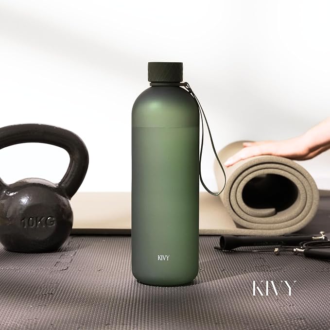 KIVY Large Water Bottle 50oz [Lightweight & Shatterproof] Fits Backpack & Cupholder for Travel, Sports, School - Extra large water bottle no straw - 1.5 Liter water bottles - 50oz Water bottle Blue