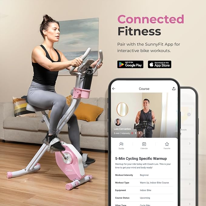 Sunny Health & Fitness Smart Foldable Magnetic X-Bike, Low-Impact Workouts
