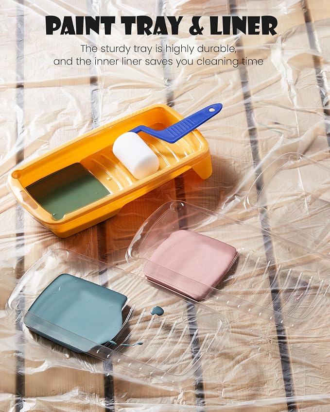 Voomey Small Paint Roller, 2 Inch Mini Paint Roller Kit 10 Pack | Microfiber Paint Rollers with Tray and Roller Frame for Touch Up Painting Wall, Door, Cabinet