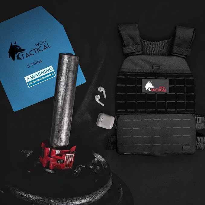 WOLF TACTICAL Weight Vest Plates - 5.75/8.75/14.5/19.75LB Pairs - WODs, Strength Training, Running, Heavy Workouts