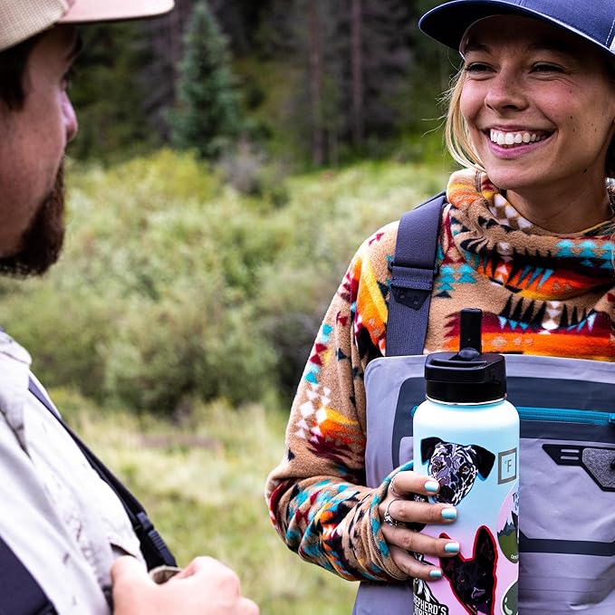 IRON °FLASK Camping & Hiking Hydration Flask with Straw, Wide Mouth Insulated Stainless Steel Sports Water Bottle - 40 oz Twilight Blue