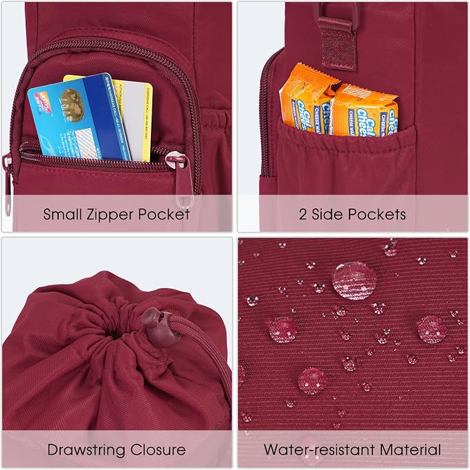 sportsnew 40oz Insulated Crossbody Water Bottle Bag Gym Hiking Phone Pocket | Water-resistant Lining, Padded Strap, Top Handle, Drawstring, Phone Pocket, Elastic Slots, Built-In Key Clip for Gym Walking