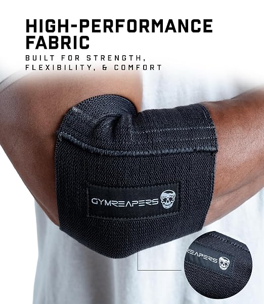 Gymreapers Elbow Compression Cuff for Weightlifting, Powerlifting – Support & Relief for Tendonitis, Stability, Tennis Elbow, Strength Training & Injury Recovery (Black, 11")