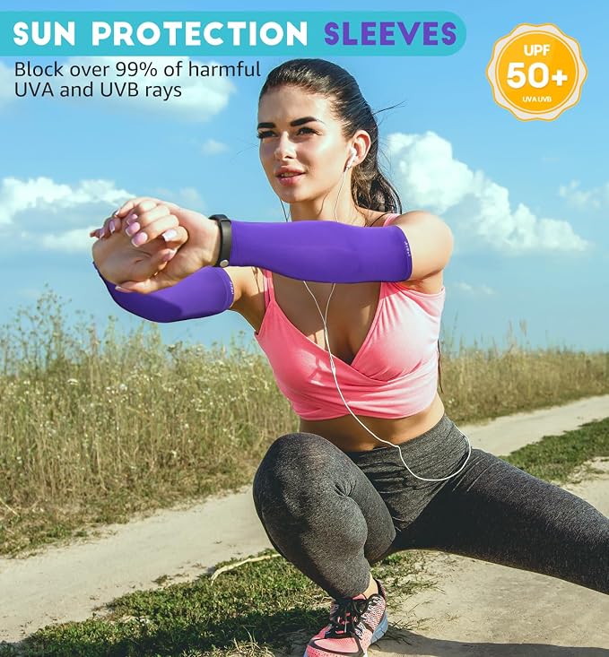 HiRui Arm Compression Sleeves for Men Women Youth, UV Protection 20-30mmHG Support Tattoo Cover, Breathable Moisture-Wicking