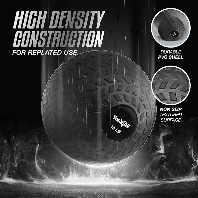 Yes4All Slam Balls, 10-40lb Weighted Ball Weight, Durable PVC Sand Filled Workout Dynamic Slam Ball for Core Strengthen