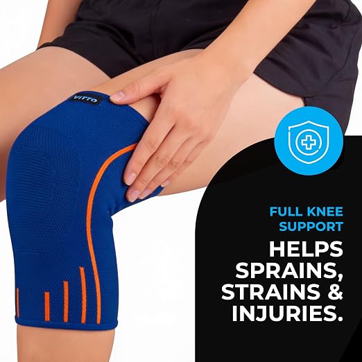 VITTO Kids Knee Brace - Osgood Schlatter Knee Brace Youth, Compression Sleeve for Boys and Girls from 4-14 years old (Blue, L)