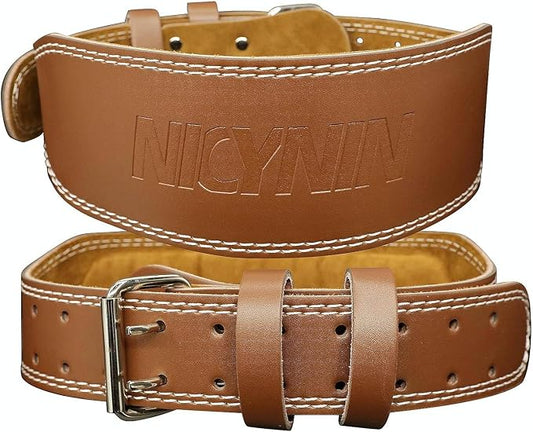 Leather Weight lifting Belt for Men 6in Gym Training Fitness Belt | Men Weight lifting Belts 6 Inch Padded Lumbar Back Support Belt Workout Waist Brace for Weightlifting Training Fitness Belt
