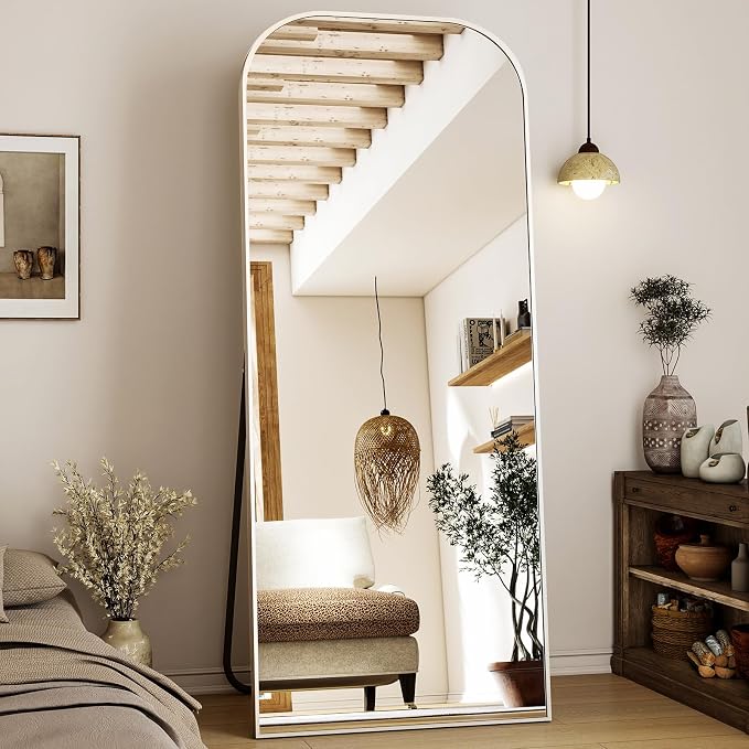 XRAMFY Full Length Mirror, 71"x28" Floor Mirror Freestanding, Arched Floor Standing Large Mirror Full Body Mirrors with Stand for Bedroom, Hanging Mounted Mirrors for Living Room, Silver