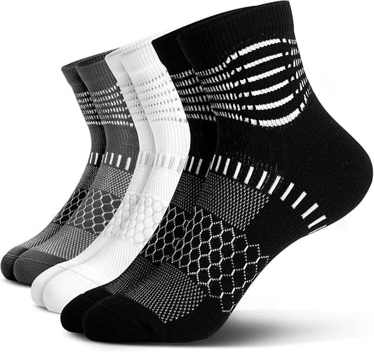 IRAMY Ankle Compression Socks for Women Men Plantar Fasciitis Relief 3/5 Pairs Cushioned Athletic Running Socks