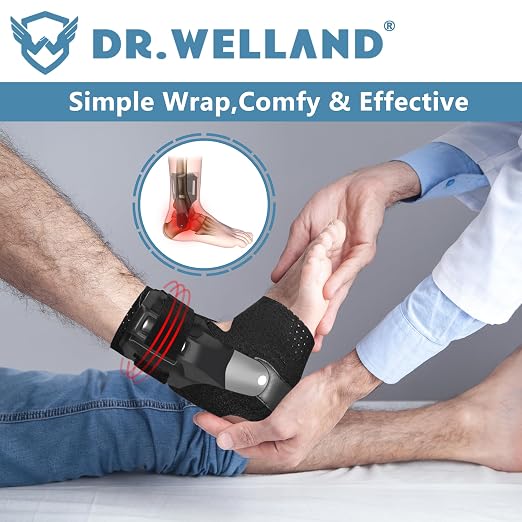 Ankle Brace with Side Stabilizers -Adjustable Ankle Support for Sprains, Sports Injuries, Plantar Fasciitis, Injury Recovery, Best Ankle Support for Running, Basketball, Volleyball (Large)
