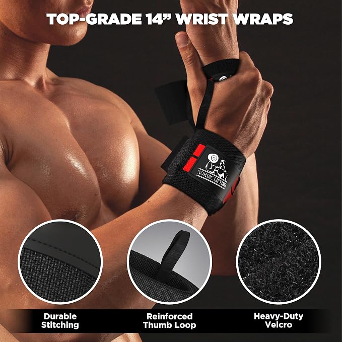 Wrist Wraps + Lifting Straps Bundle (2 Pairs) for Weightlifting, Cross Training, Workout, Gym, Powerlifting, Bodybuilding - Support for Men/Women, Avoid Injury During Weight Lifting