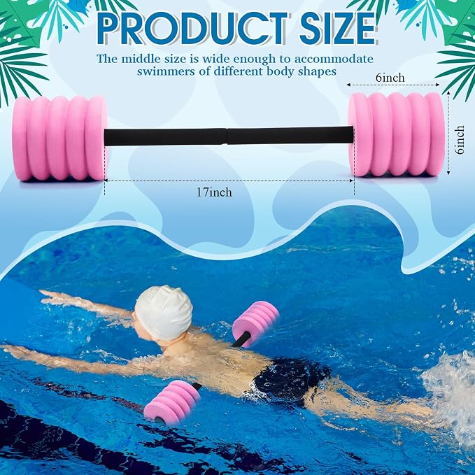 Soulchen Long Aquatic Exercise Dumbbells Pool Exercise Foam Water Weights Dumbbell Aquatic Pool Barbells with High Density EVA Foam for Swim Water Aerobics Workouts Loss