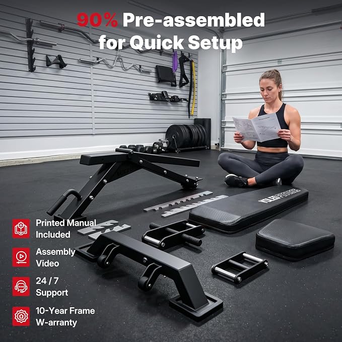 YOLEO Commercial Adjustable Weight Bench 2315LB ASTM Certified – 80% Pre-Assembled Heavy Duty Workout Bench for Home Gym