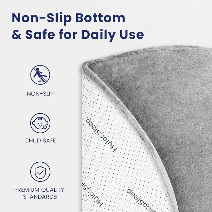 Baby Play Mat for Floor,1.3" Thick Elasti-Foam 47in Round Mat for Tummy Time,Water Repellent Soft Coral Velvet for Toddler,Infant,Kids,Non-Slip Backing Safe for Crawling(Light Grey)