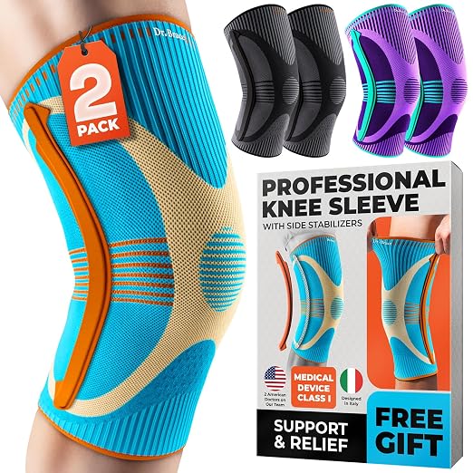 DR. BRACE ELITE Knee Brace with Side Stabilizer (2 Pack) Knee Brace | for Women & Men, Workout, Sports, Daily Knee Compression Sleeve for Maximum Knee Pain Support & Fast Recovery