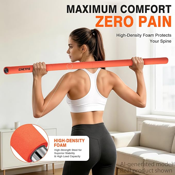 Adjustable Yoga Stick for Stretching & Balance, Upgraded Workout Pilates Equipment for Back Posture Corrector, 4-Section Steel Mobility Bar for Flexibility, Physical Therapy, Exercise Training