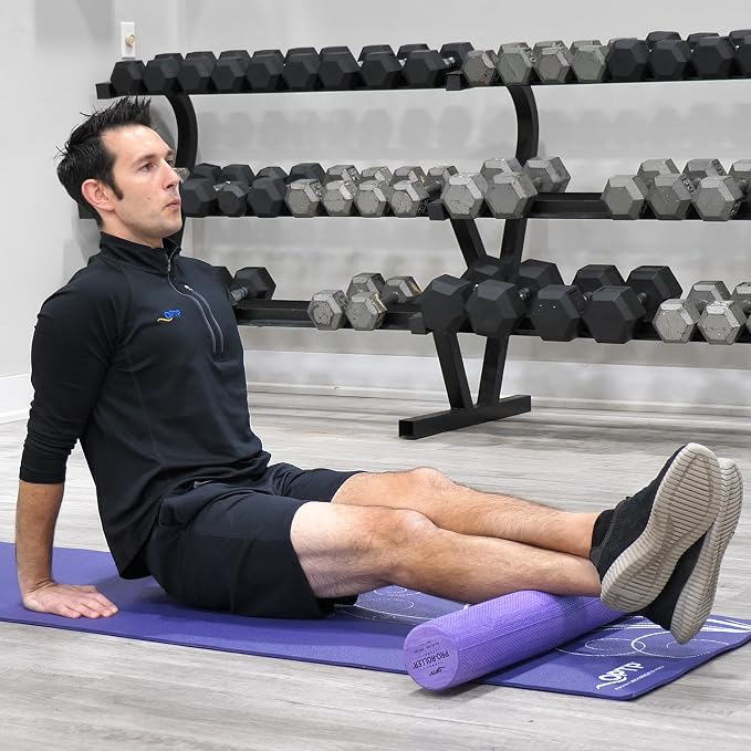 OPTP PRO-ROLLER Standard Density Foam Roller – Round, Purple, 36" x 4" | Durable roller for back massage, deep tissue foam roller exercises, stretching, fitness, yoga & Pilates, purple, 36" x 4"