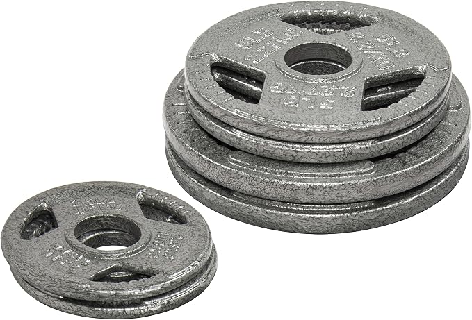 Signature Fitness Olympic 2-Inch Cast Iron Plate Weight Plate for Strength Training and Weightlifting, Multiple Sizes