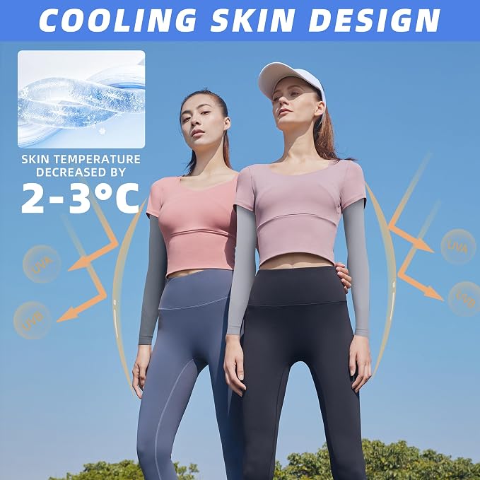BHYTAKI UV Sun Protection Arm Sleeves, UPF 50 Sports Cooling Arm Compression Sleeves for Men Women Teenager