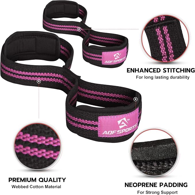 AQF Figure 8 Weight Lifting Straps, Padded Cuff Support for Deadlift