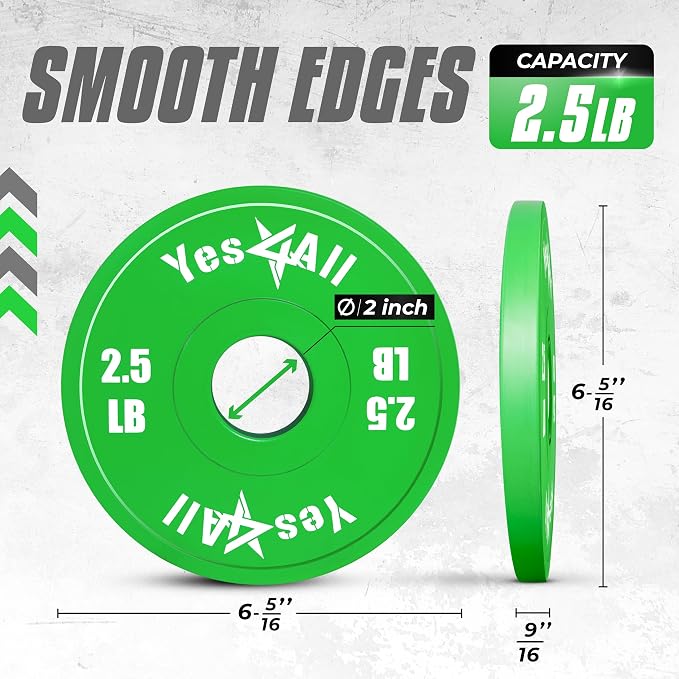Yes4All Fractional Weight Plates Set, Available In Steel And Rubber, Set of 2/4/6 Plates in 1.25LB, 2.5LB, or 5LB Sizes, Micro Change Plates for Dumbbell and Olympic Barbell Weightlifting