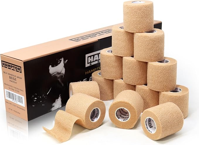 Hampton Adams Self Adhesive Bandage Wrap, Pet Safe, Cohesive Hold | 14 Pack, 15 ft Rolls, Breathable Elastic, No Clips Needed, for Sports Injuries Ankle Knee & Wrist Sprains, Vet Safe
